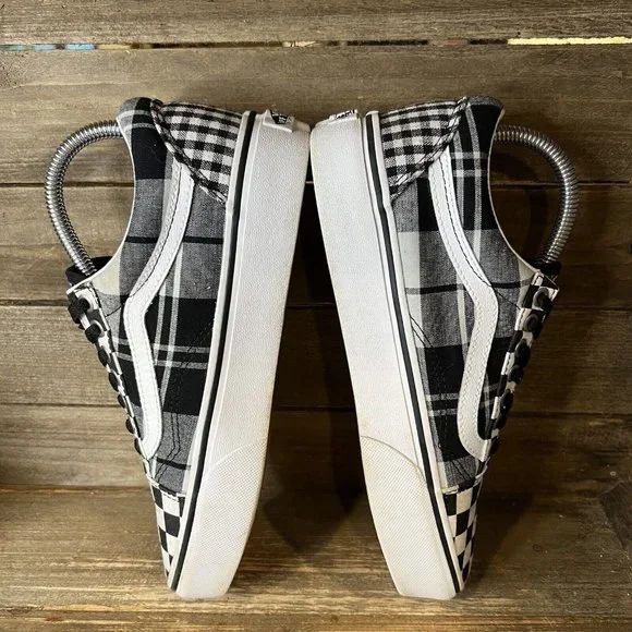 Womens Vans Old Skool Platform Check Plaid Skateboarding Shoes Sneakers Size 8 - Picture 4 of 6